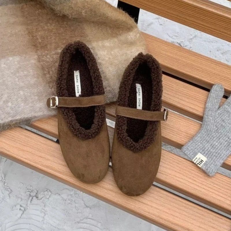 Flats Women Loafers Shoes Fur Fashion Mary Jane Shoes Short Plush Cotton Shoes Comfort Dress Snow Mujer Botas 251217 - view 6