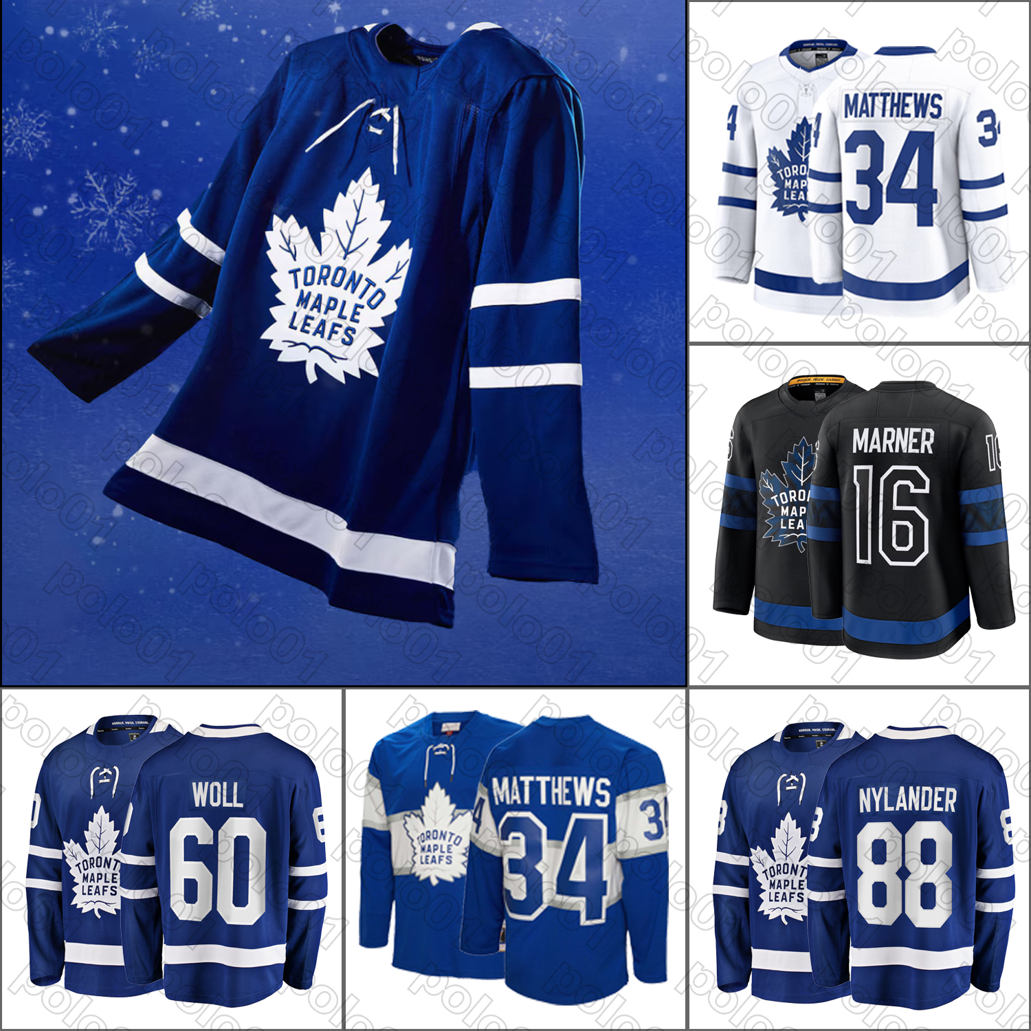 winter classic jerseys #34 Austons MatthewsS hockey jersey Team uniform #16 Mitchell Marner #88 William Nylander Rielly Max Domi Woll maple leafs jerseys