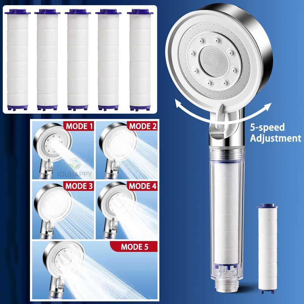 High Pressure Shower Head Set 5 Jet Modes Adjustable Shower Head with Filter Large Water Flow Spray Bathroom Accessories C251220