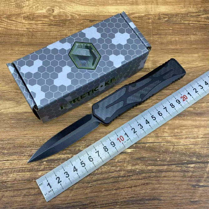 Heretic Giant OTF D2 Black Blade Aviation Aluminum Carbon Fiber Handle Outdoor Camping Tool