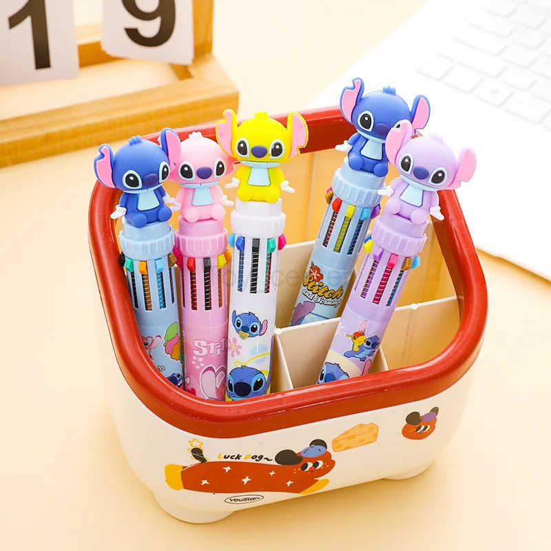 Disney Random 2pcs Cartoon Stitch Doll 10 Colors Ballpoint Pen Lilo Stitch Cute Gel Pen Student Supplies Stationery Wholesale H251220