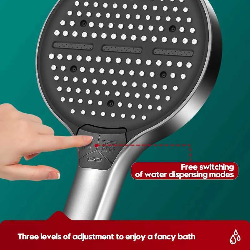 High Pressure Shower Head with Silicone Nozzles 15cm Big Panel Portable 3 Modes Adjustable Shower Head for Bathroom Accessories C251220