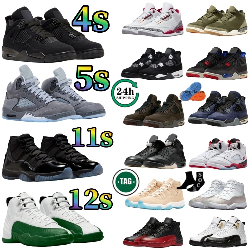 Designer 4 Black Cat for Men Women 4s 5S 3s 11s 12s OG Basketball Shoes Gamma Blue Wolf Grey Grape Ferrari Fire Red White Cement Thunder sneakers trainers sport shoe