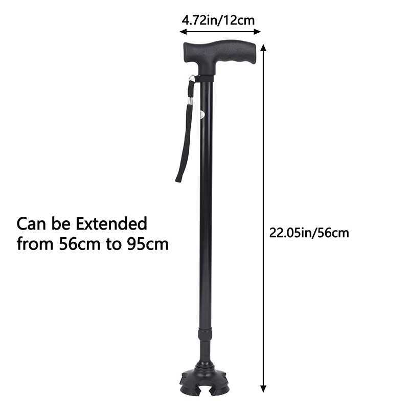 Old Man Non-slip Walking Stick T Handle Retractable Aluminum Alloy Canes Folding Crutch Hiking Elderly Walk Trekking Pole G251220