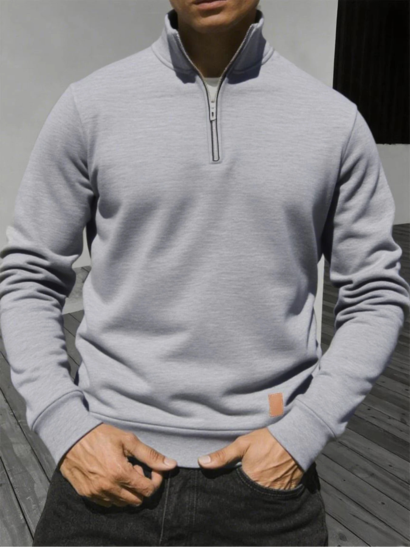 Mens Half Zipper Pullover Autumn Warm Long Sleeve Sweatshirt Solid Color Casual Turtleneck Fashion Jogging Top Sport Streetwear 251219