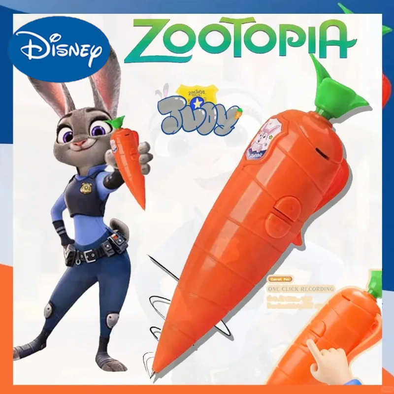 Disney NEW Zootopia 2 Judy Carrot-Shaped 2-in-1 Voice Recorder Ballpoint Pen 60-Second Recording Creative Novelty Stationery H2512201