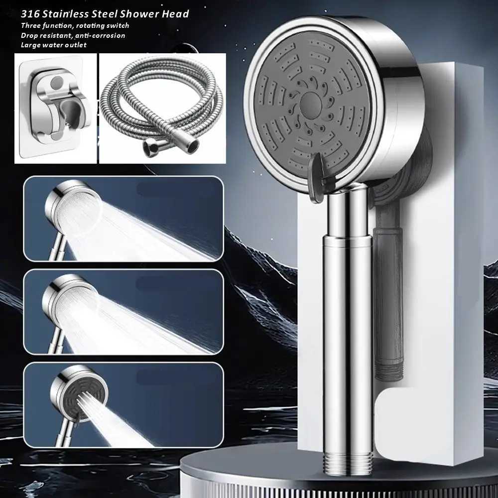 New SUS316 Stainless Steel 3 Mode Handheld Shower Head High Pressure Water Saving Sprayer Nozzle Rainfall Bathroom Accessories C251220