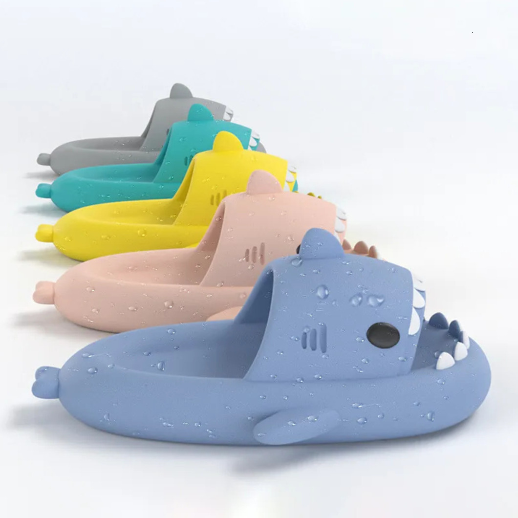 foam slides Shampoo feeling shark slippers for mens EVA light soled couple sandals funny cartoon indoor beach slippers shoes Eur 36-45