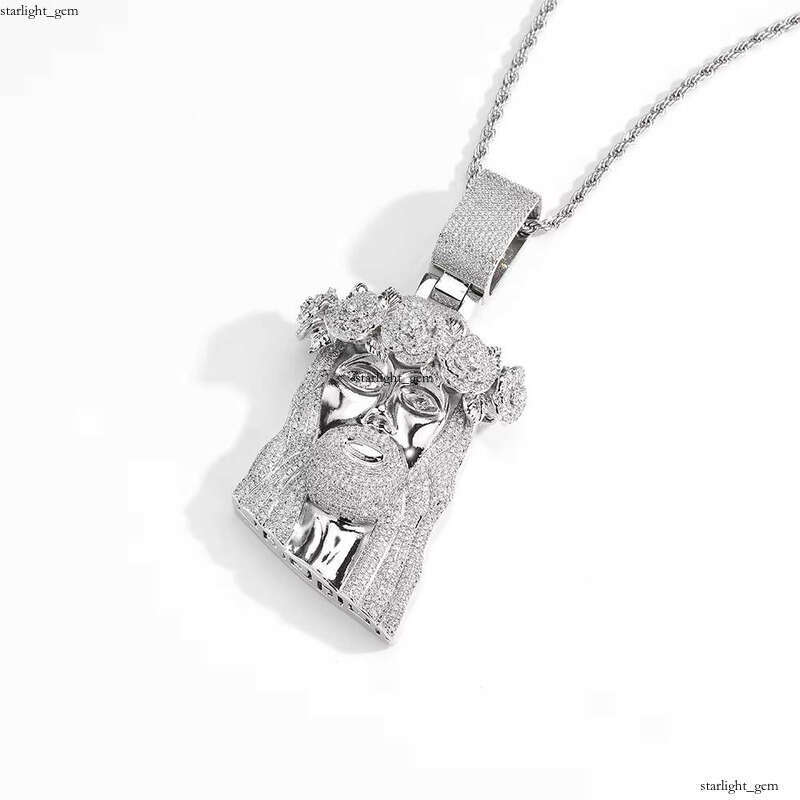 Ice out VVS Moissanite Hip Hop Style Iced Out Moissanite with Rose Custom Jewelry Gold Silver Plated Jesus Religious Christian Pendant Gift