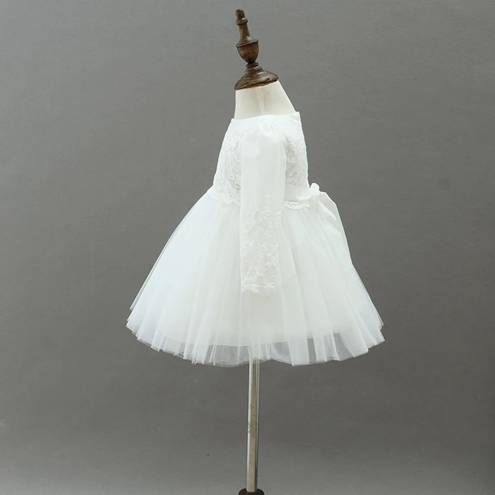 Baby Girl Elegant Dresses Infant White Clothes Toddlers Christening Dress Long Sleeves with Hat 251215