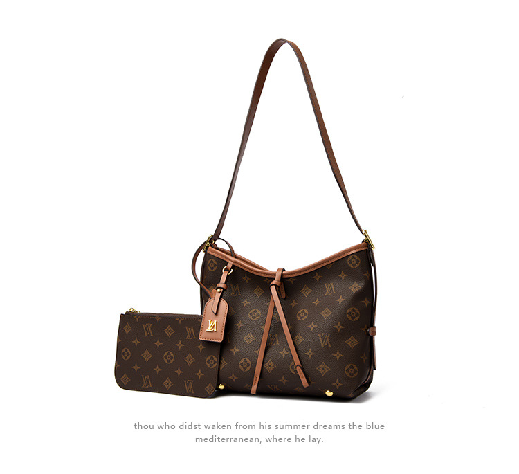 OULAIMEIZI Designer 2025 Large Capacity Commuter Leisure Tote for Women Light Luxury Printed Versatile Fashion Shoulder Bag brown yellow khaki