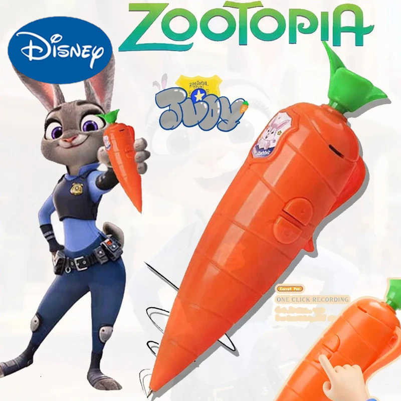 Disney NEW Zootopia 2 Judy Carrot-Shaped 2-in-1 Voice Recorder Ballpoint Pen 60-Second Recording Creative Novelty Stationery H251220