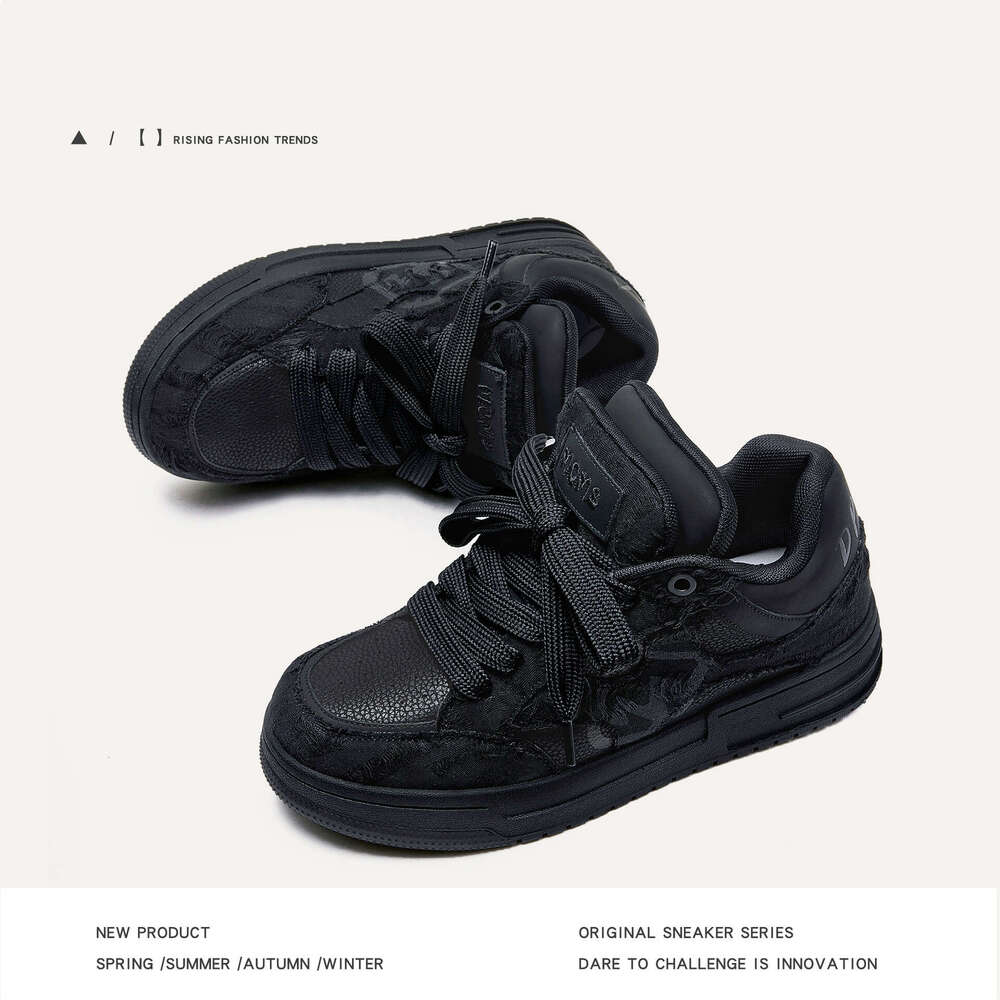 Designer brand Shoe Destruction Aesthetic Series Black Knight Youth Trend Casual Thick-Soled Men's Shoes Low-Top Unisex Sneakers