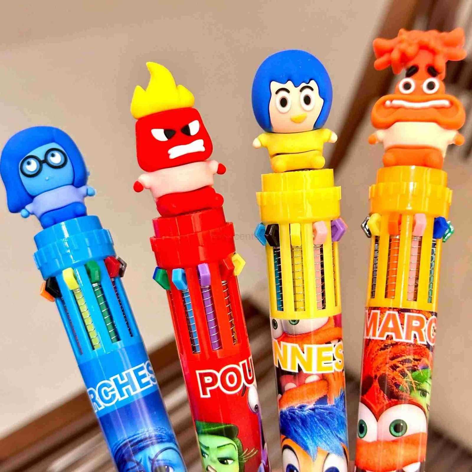 Disney 9/36pcs Inside Out Doll 10 Colors Ballpoint Pen Cartoon Colored Markings Multifunctional Student Supplies Stationery Wholesle H251220