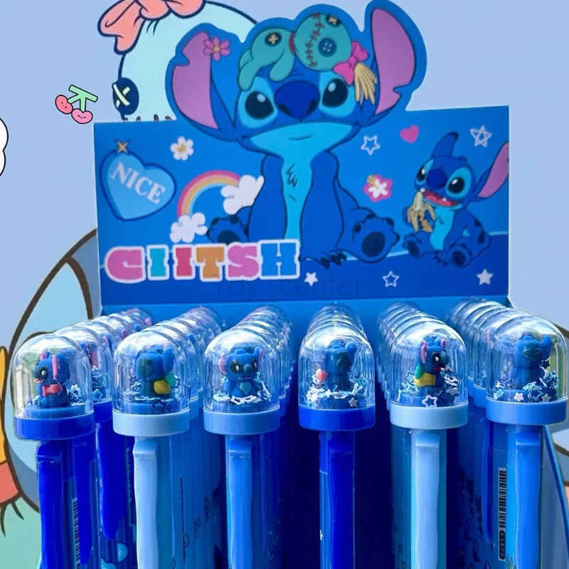 Disney 36Pcs Erasable Gel Pen Cartoon Set Stitch Creative Landscape Bottle 05Mm Blue Side Pen Students Learn Office Stationery H251220
