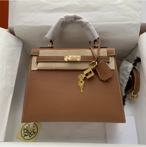 Togo Genuine Leather Designer Tote Bag for Women - Large Capacity Crossbody Handbag with Lock & Key/Size 25cm