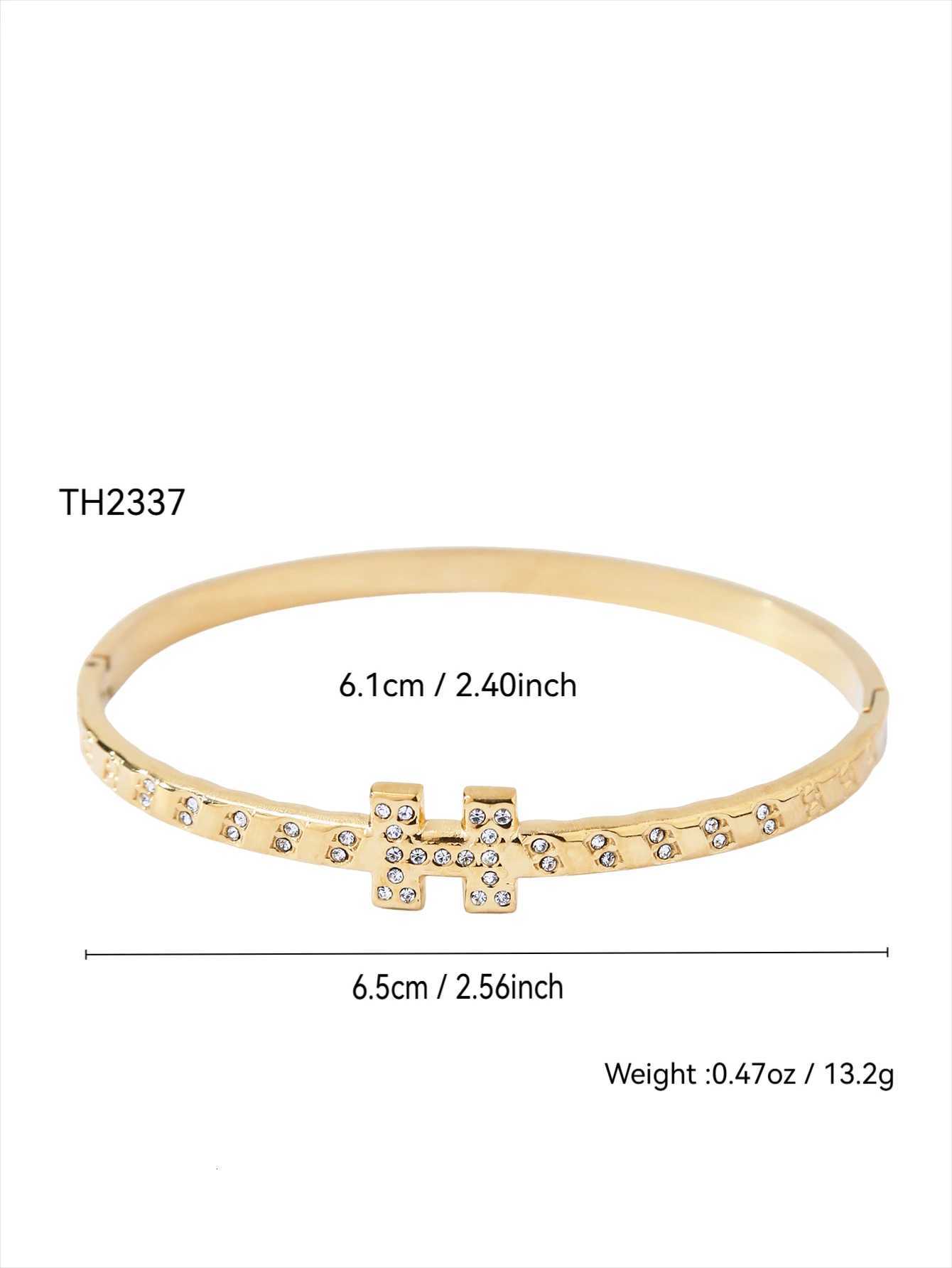 Fashionable Personalized Exquisite Versatile Trendy Stainless Steel Diamond-Studded Letter H Slim For Women M251220