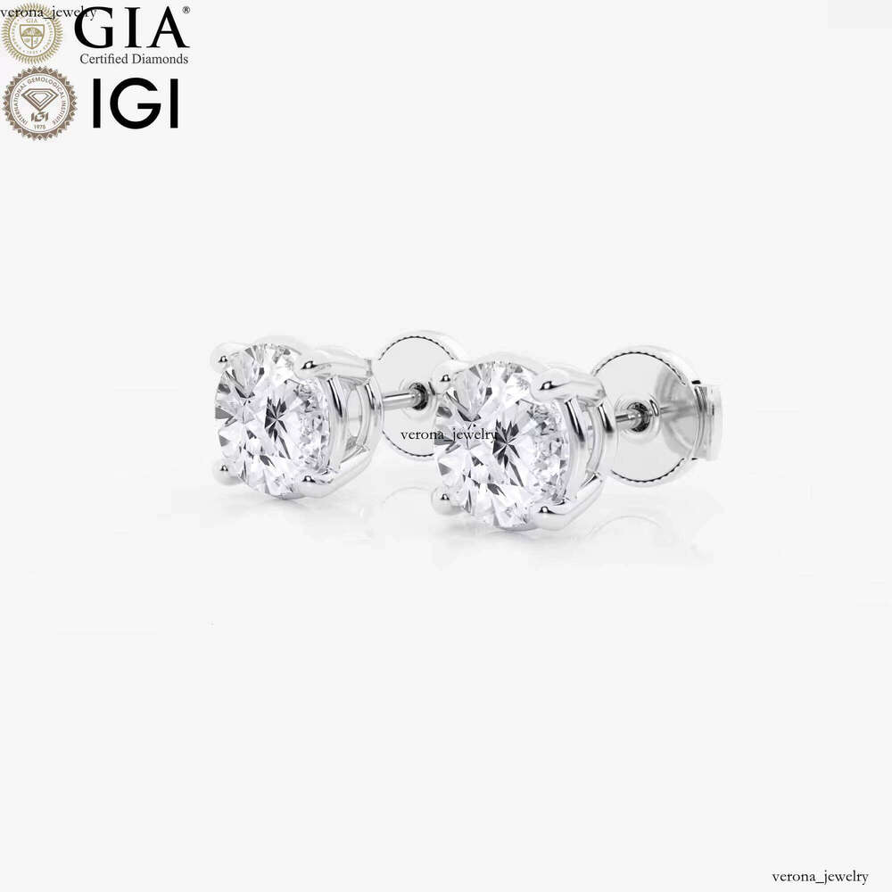 Factory Wholesale Price 14k 18k Gold GIA IGI Certified Round Brilliant Cut Lab Grown VVS Moissanite Fine Jewelry Earrings for Women