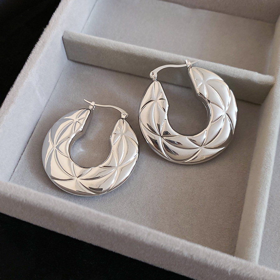 Metallic Smooth Round Texture Simple Fashion Design Sense Niche Luxury High-end Earrings - view 6