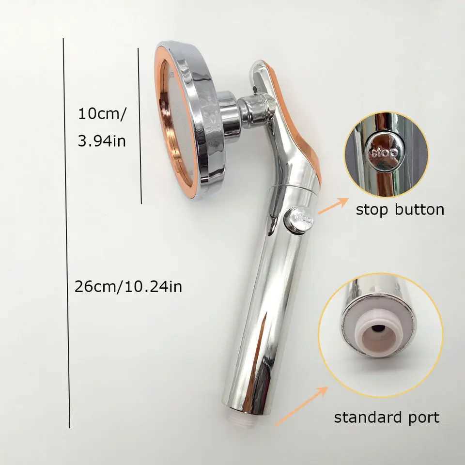 Big Panel High Pressure Large Flow Shower Head With Stop Water Button Silver Massage Abs Spray Nozzle Rainfall Bathroom Shower C251220