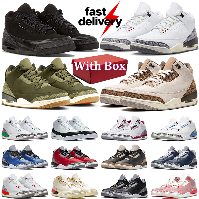 Designer Men Basketball Shoes Green 3 Black Cement Racer Blue Fire Red Court Pink Purple Cool Grey Laser Gold Katrina Women Sneakers Sports Eur 36-47