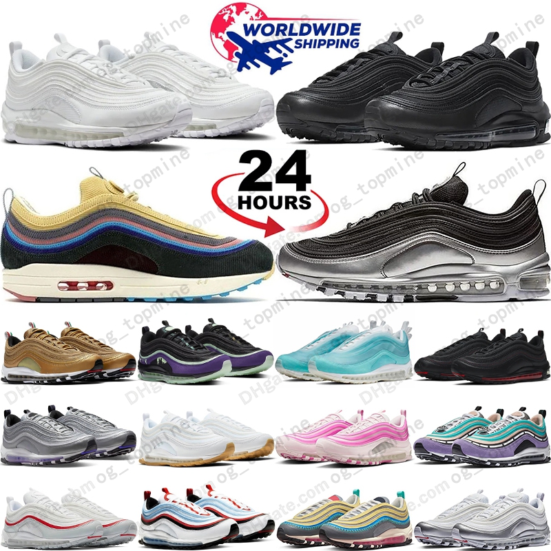 Designer shoes 97 97s running shoes mens women Triple Black White Sean Wotherspoon Silver Gold Bullet University Red Volt outdoors trainers Sneakers