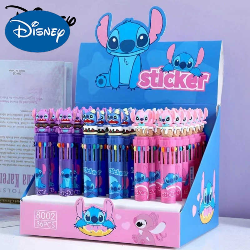 Disney 12/36pcs Cartoon Stitch Doll 10 Colors Ballpoint Pen Lilo Stitch Cute Gel Pen Student Supplies Tools Stationery Wholesale H2512201