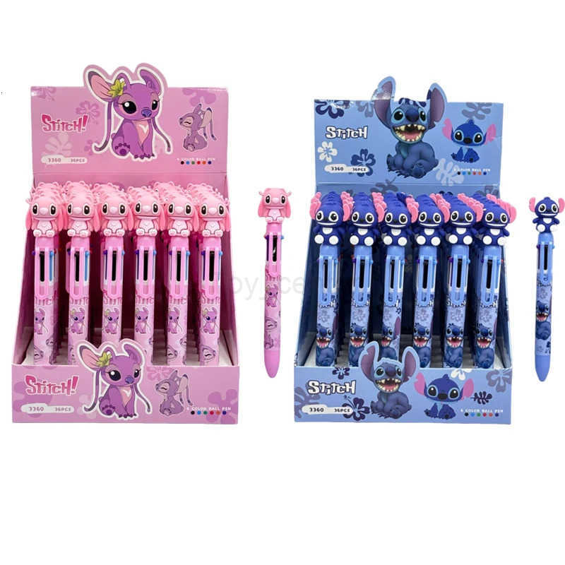 Disney Stitch Ballpoint Pen 36Pcs 6 Color Cartoon Pen 07mm Student Cute Writing Tools School Office Supplies Ballpoint Pen H2512201