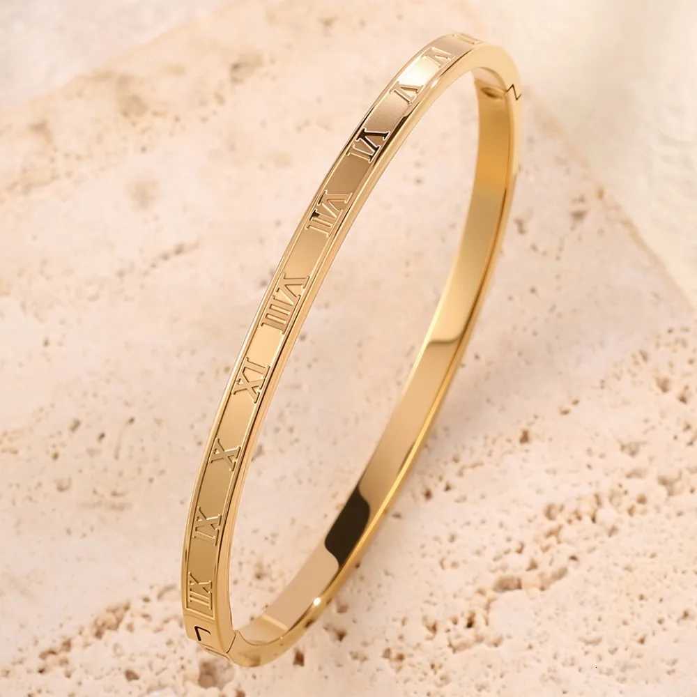 Yupsk Titanium Steel Couples Shiny Zircon Inlaid Stainless Steel Bangles Gold/Silver Color Female Jewelry Gift M251220