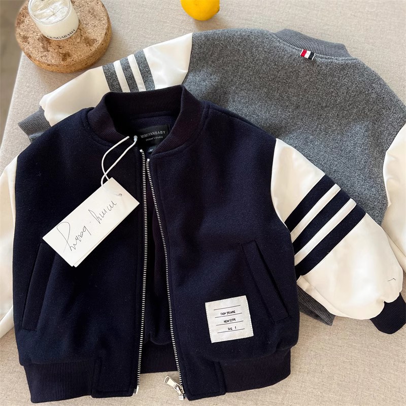 Designer Kids Clothing 2026 Kids Color Block Jacket Korean Style Loose Fit Spring Autumn Casual Coat