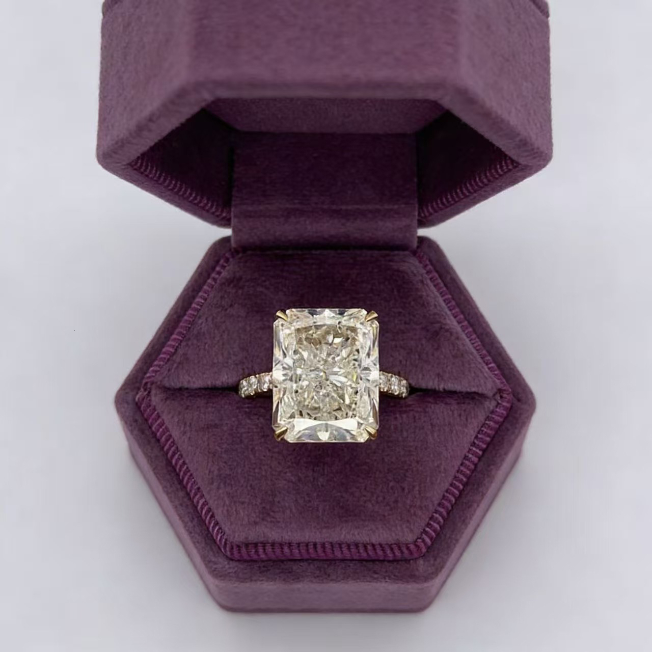 14K yellow Gold Radiant Cut Lab Grown Diamond Engagement Ring 1- 5ct CVD diamond ring Lab Diamond Engagement Ring Halo Ring IGI F