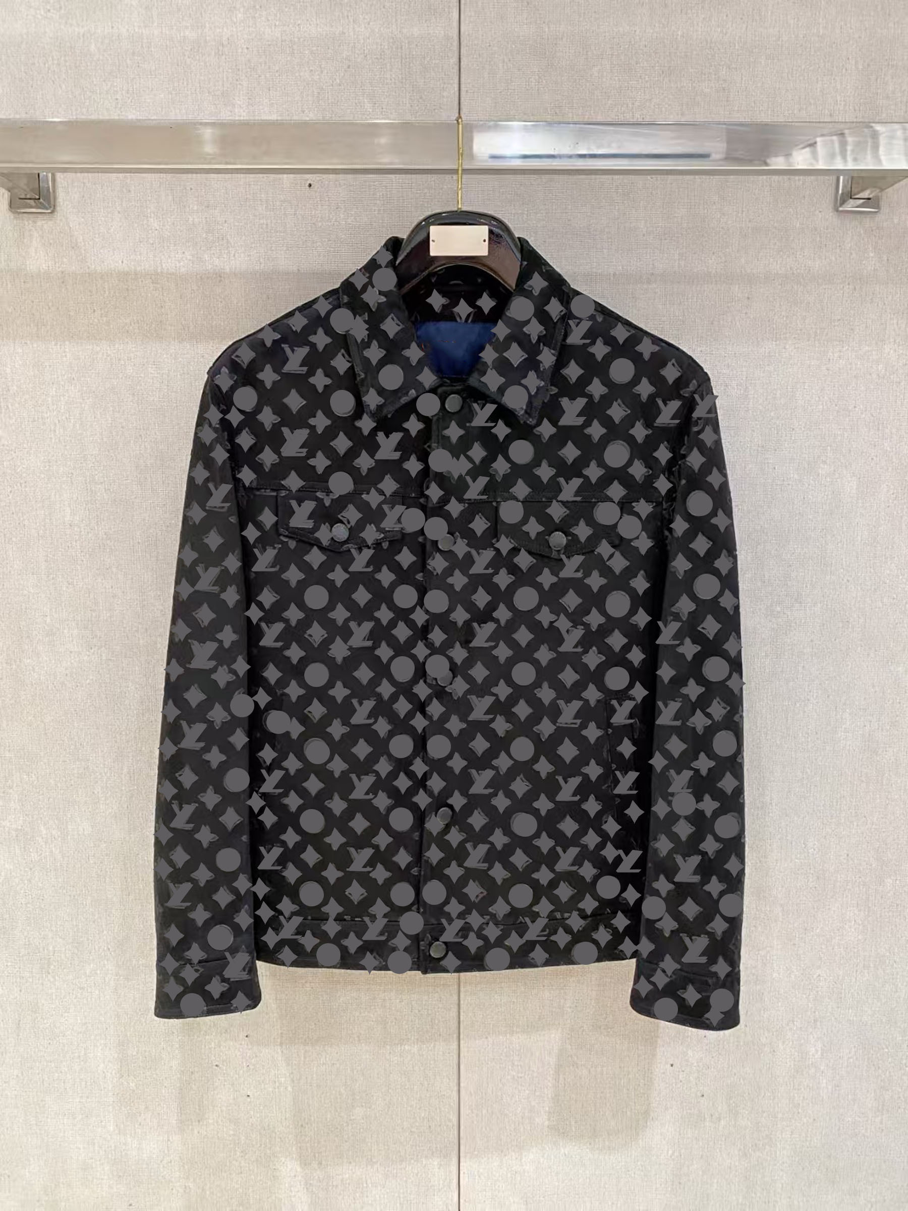 Mens Jackets Leather Denim Coats Crow Fur Monogram Jacket Shirts Wind Coat Pockets Outwears Man Tops Jackets Zippers Windbreaker Asian S-4XL