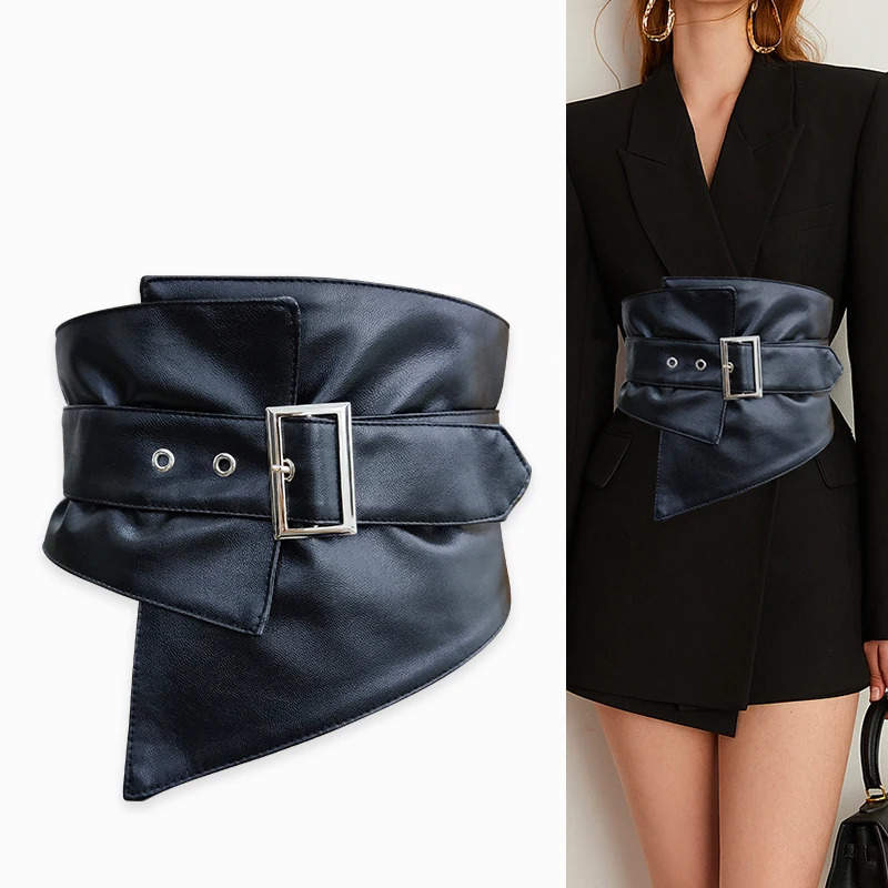 Elastic Black Leather Wide Corset Belt Woman Dress Adjustable Belts For Women High Quality Big Cummerbunds Waistband 251217