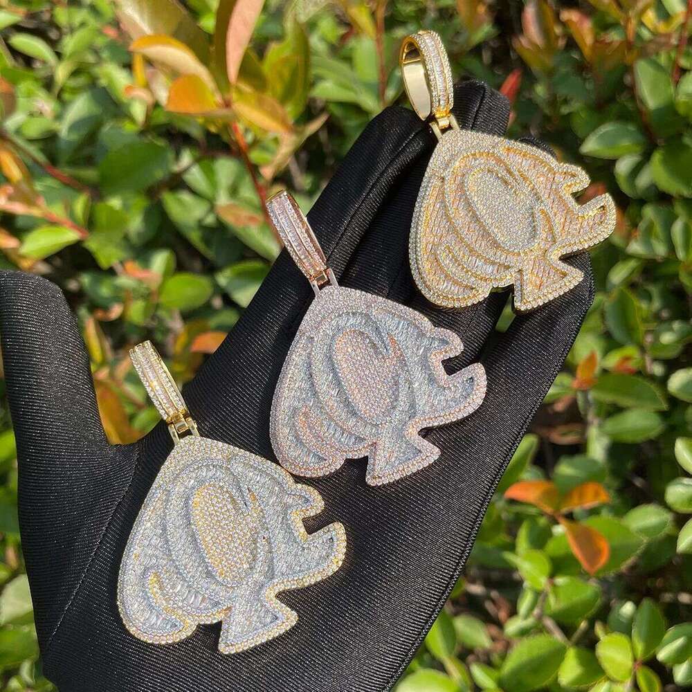 Fashionable and unique moissanite pendant VVS ACE Pendant Necklace Men's Copper Inlaid Zircon Hip-Hop Trendy Jewelry