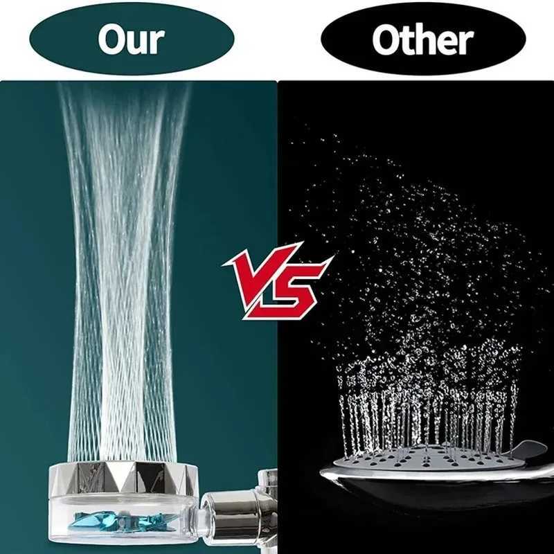 360 Degrees Rotation Handheld Turbo Fan Shower Head High Pressure Water Saving Spray Adjustable Filters Bathroom Accessories C251220