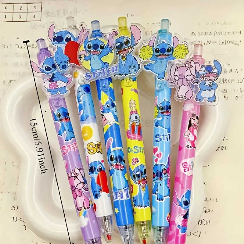 Disney 6pcs/set Stitch gel pen animation Stitch 05 black stationery pen office writing tools H251220