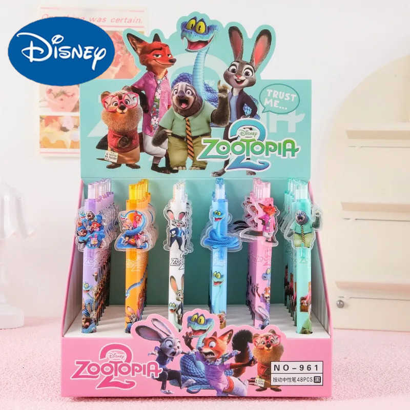 Disney Disneys Best-selling Cartoon Zootopia Press Gel Pen Cute Patch Pen Clip ST Pen Refills Student Learning and Writing Supplies H251220