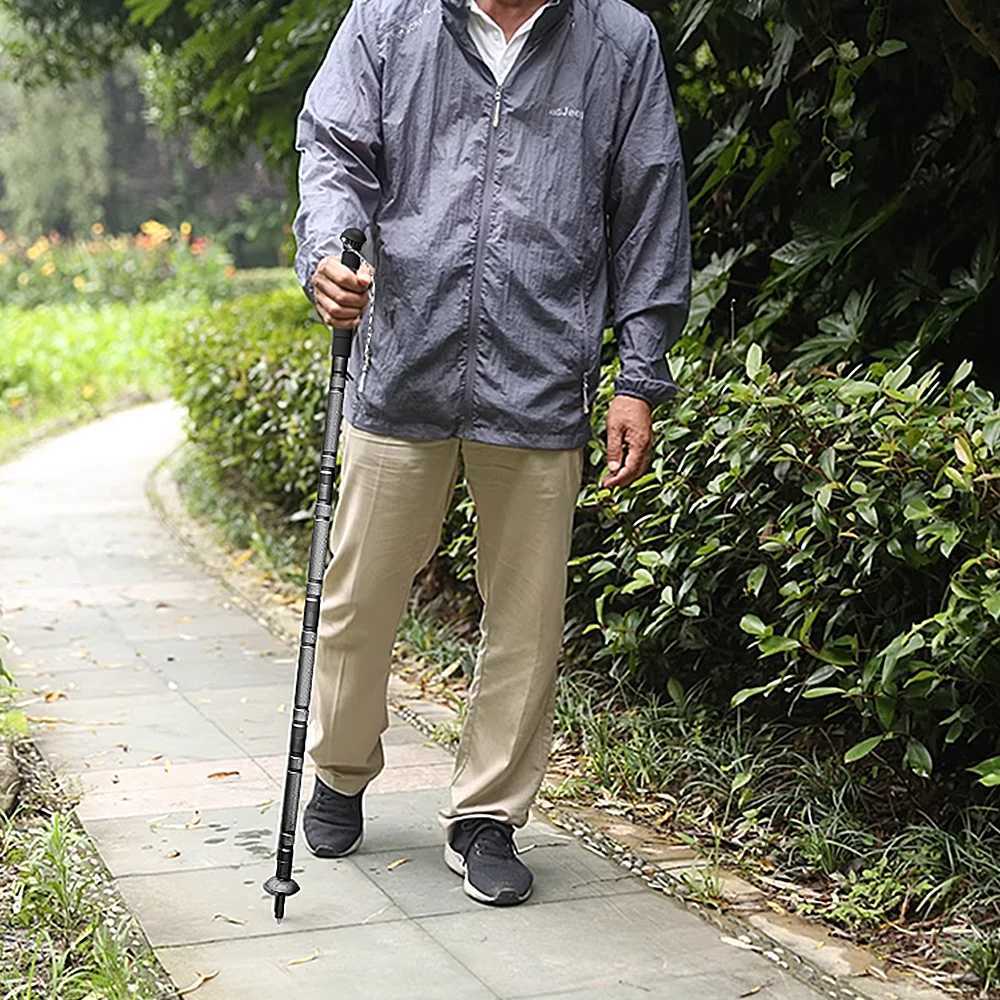 5-Section Multifunctional Trekking Pole Aluminum Alloy with Whistle Flint Anti-Slip and Telescopic for Outdoor Hiking G251220