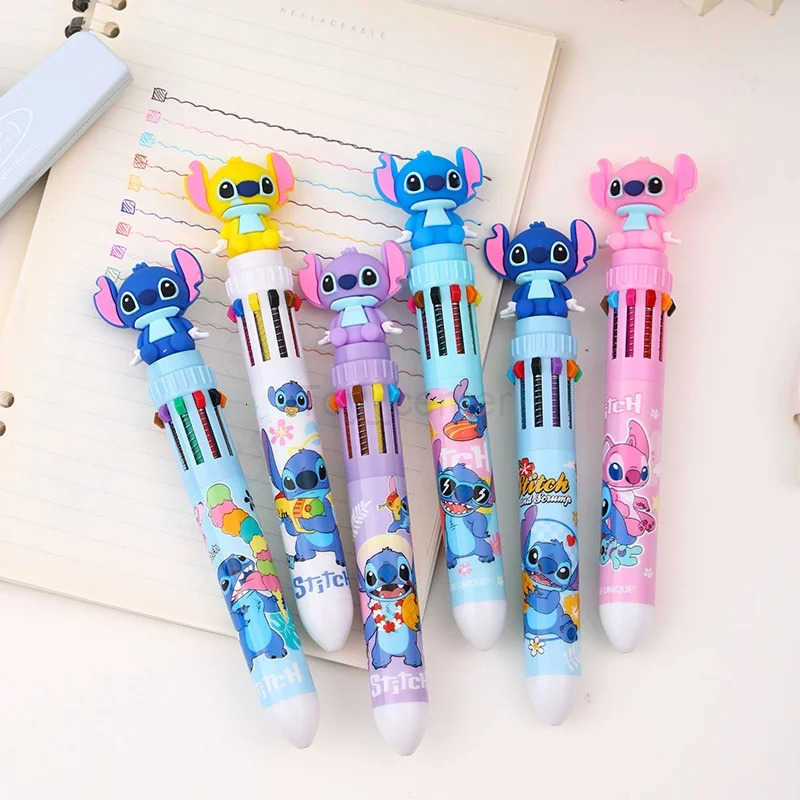Disney Stitch Ballpoint Pen 36pcs Cartoon Lilo 10 Color Press Marker 07mm Student Graffiti Pen School Children Stationery Gift H251220