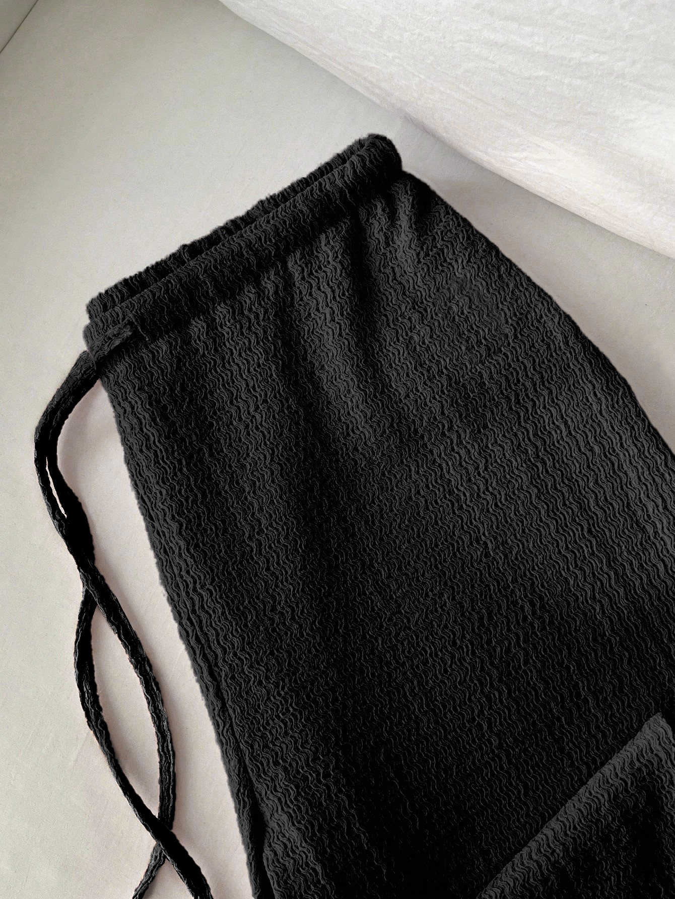 Women's Versatile Casual Straight Leg Trousers - Polyester Ruched Texture Daily Commute Pants ---119