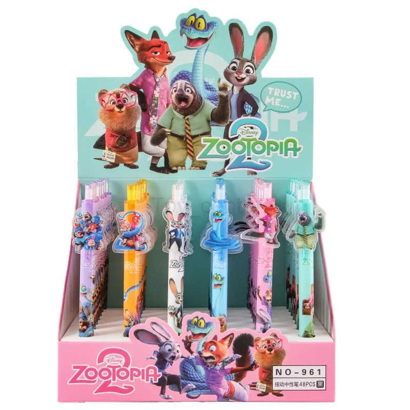 Disney Disneys Best-selling Cartoon Zootopia Press Gel Pen Cute Patch Pen Clip ST Pen Refills Student Learning and Writing Supplies H251220
