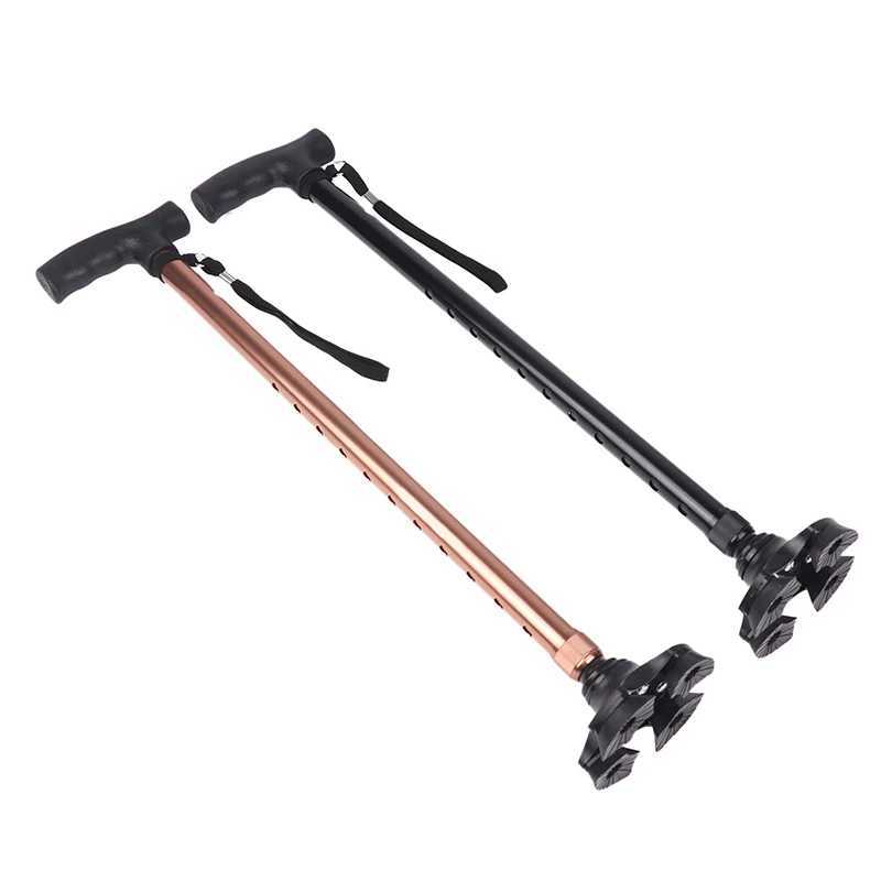 Old Man Non-slip Walking Stick T Handle Retractable Aluminum Alloy Canes Folding Crutch Hiking Elderly Walk Trekking Pole G251220