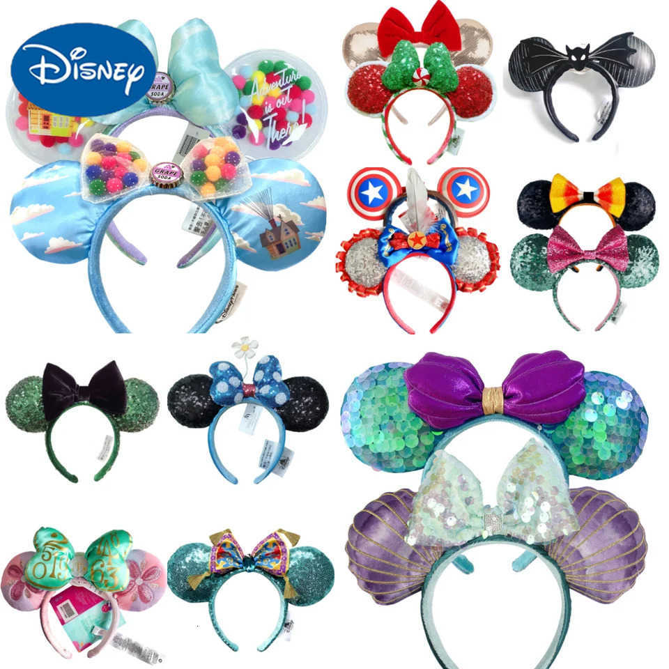 Disney 2026 Mickey Mouse Ear Headband Amusement Park Fastival Party Mermaid sequin Headwear Girl Birthday Hair Accessories H251220
