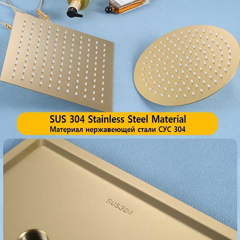 Top 1 Luxury Rushed Gold Shower Head Sus 304 Stainless Steel Bathroom Pressurized Rainfall Top Faucets Showers Heads Accessories C251220
