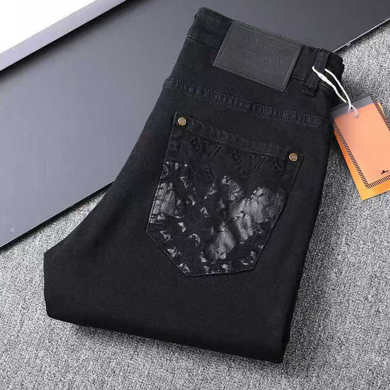 New high-end men's denim Spring and Summer pants for featuring stretch slim fit and straight shape Brand black jeans Casual trendy pants for the trendsetters 8T6Y