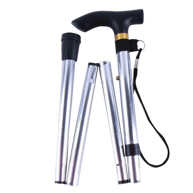 Telescopic Walking Stick Outdoor Hiking Trekking Poles Aluminum Alloy Metal Folding Cane Crutches Pole For Elderly People G251220