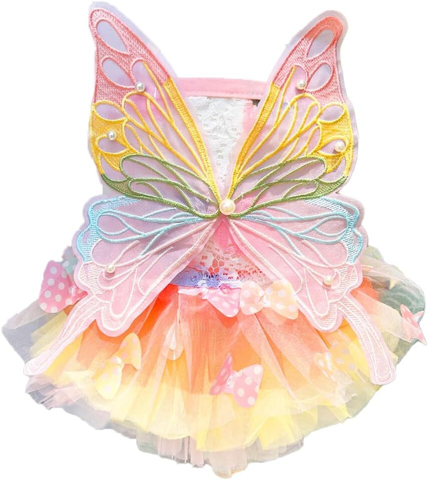 2026 New Dog Princess Dress,Summer Thin Cat Rainbow Butterfly Pettiskirt Cute Clothes Chihuahua Teddy Dress Pet Supplies S Free Shipping H260129