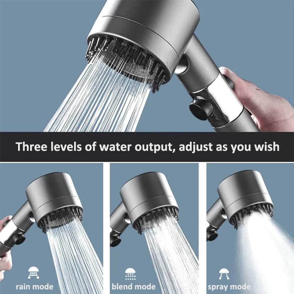 3 Modes High Pressure Water Saving Filter Powerful Shower Head Massage Spa Handheld Showerhead with ON/OFF Switch for Bathroom C251220