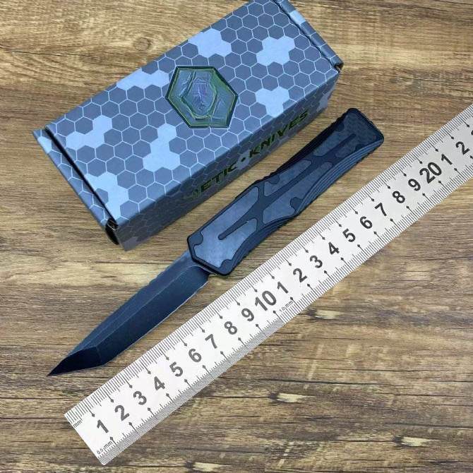 Heretic Giant OTF D2 Black Blade Aviation Aluminum Carbon Fiber Handle Outdoor Camping Tool
