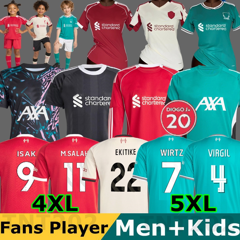 TOP 2025 RedsMohamed Salah Darwin ISAK 25 26 Home Away Football EKITIKE Soccer Jersey Szoboszlai Robertson DIOGO J. WIRTZ MAC ALLISTER Jones kids Kit FRIMPONG GERRARD
